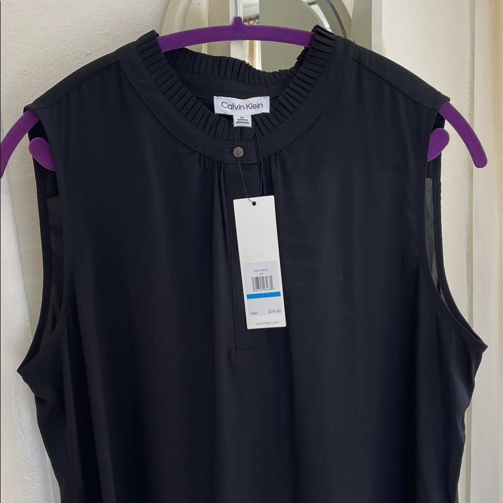 NWT Calvin Klein Women's Elegant Black Blouse Size XL